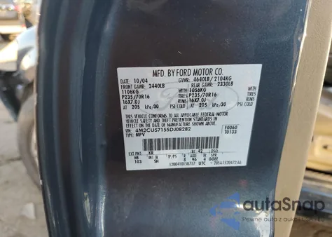 2005 Mercury Mariner z USA, uszkodzony, nr VIN 4M2CU57155DJ08282